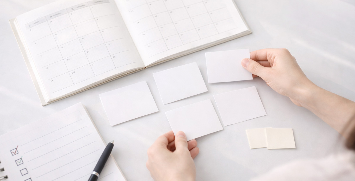 受講後にやることをチェックリストと予定で整理し、講習選びのポイントを比較する手元